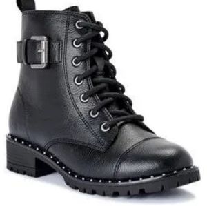 NWT- Girls size 1 lace up black studded boots by Wonder Nation.